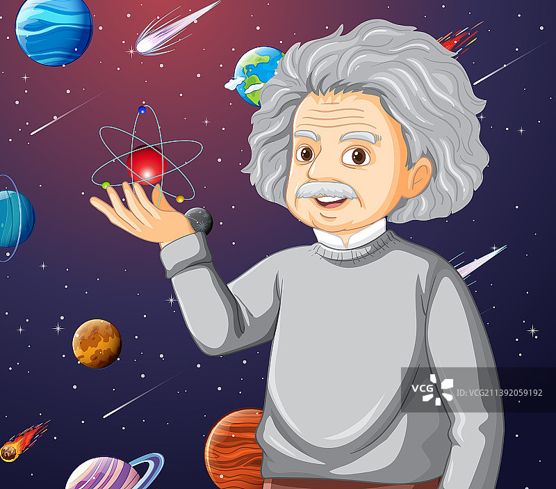 卡通风格的阿尔伯特·爱因斯坦肖像图片素材