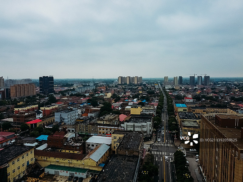 献县 献王大道 信誉楼百货 滨河带状公园 金悦府 航拍 平安大街图片素材