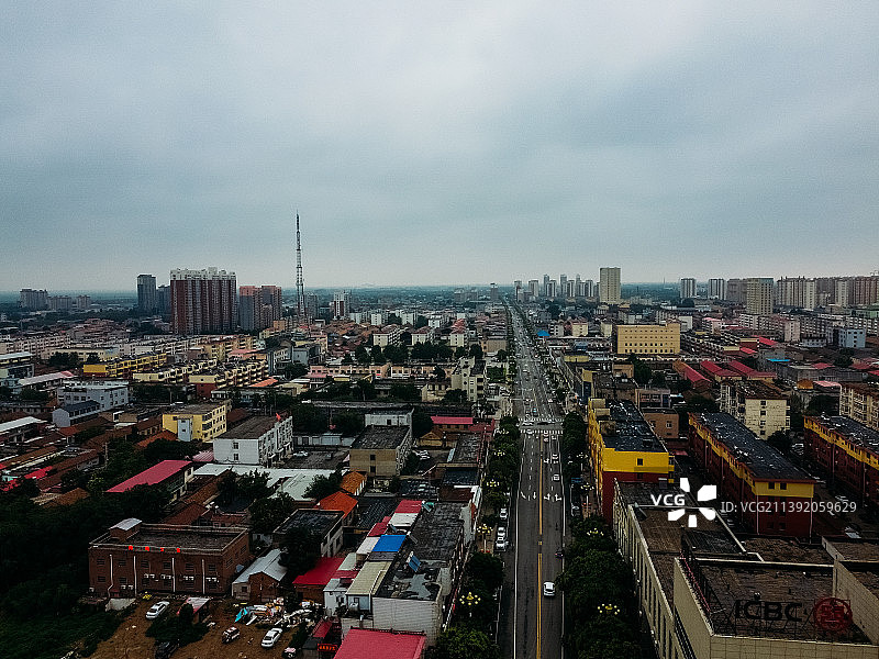 献县 献王大道 信誉楼百货 滨河带状公园 金悦府 航拍 平安大街图片素材