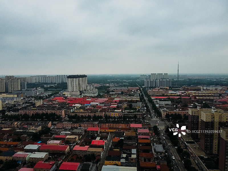 献县 献王大道 信誉楼百货 滨河带状公园 金悦府 航拍 平安大街图片素材