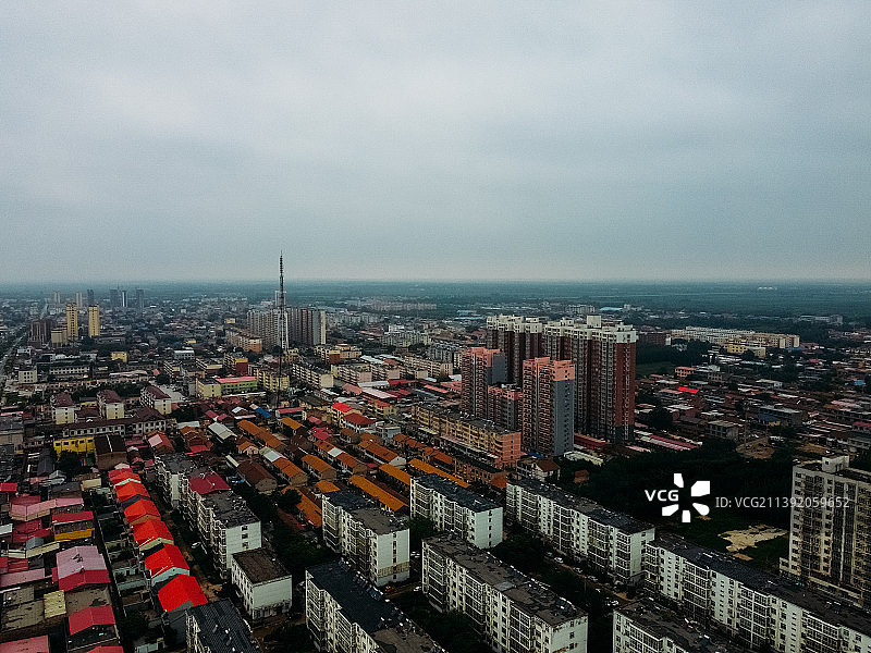 献县 献王大道 信誉楼百货 滨河带状公园 金悦府 航拍 平安大街图片素材