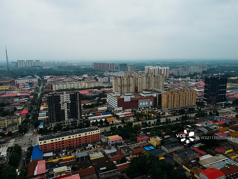 献县 献王大道 信誉楼百货 滨河带状公园 金悦府 航拍 平安大街图片素材