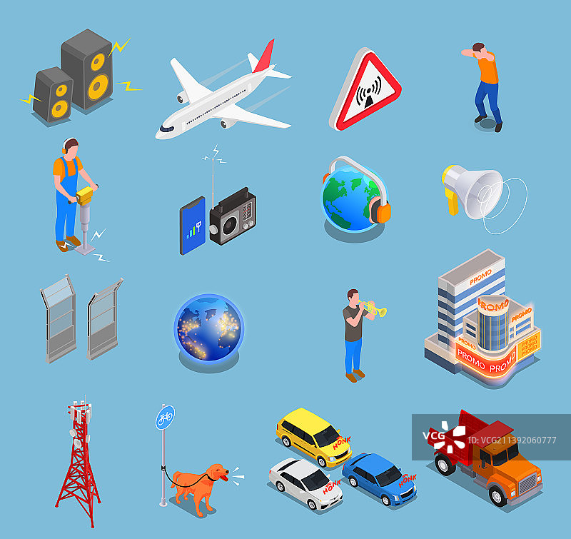 噪音污染2.5D素材合集图片素材