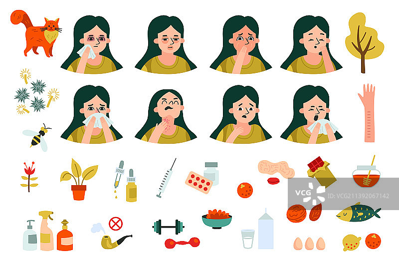 过敏图标合集图片素材