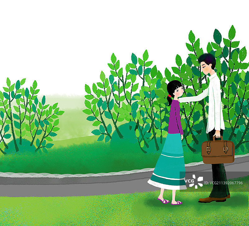 一对情侣在公园约会的侧视图图片素材