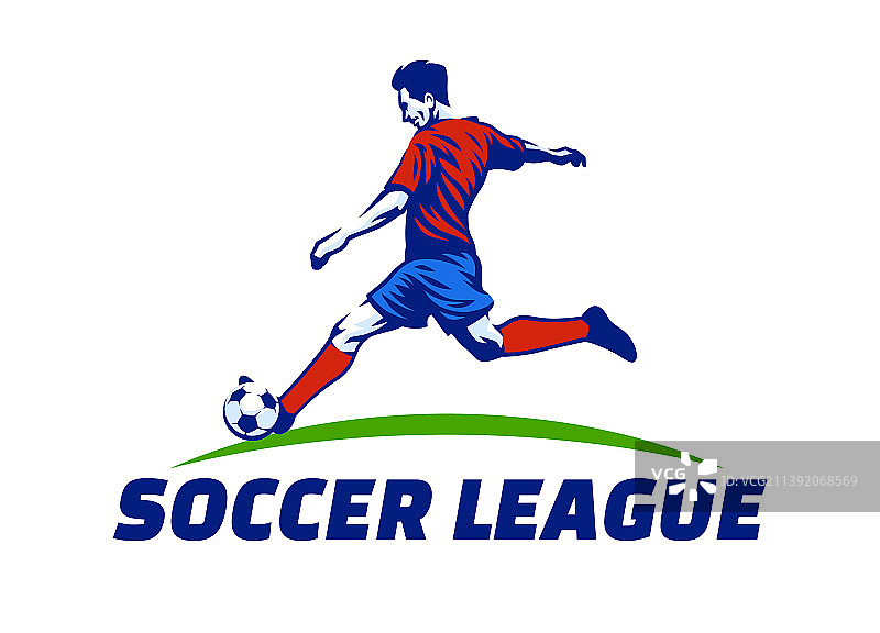 球员踢球的足球联赛标志图片素材