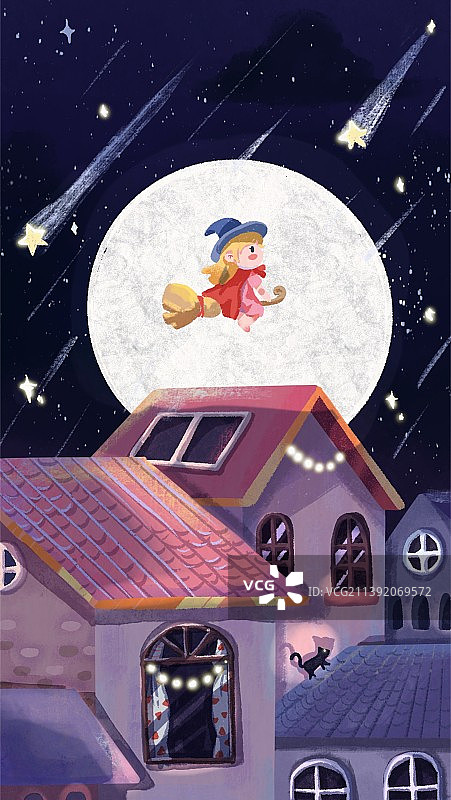 女巫飞过天空图片素材