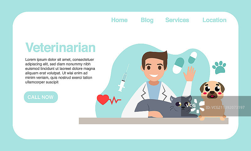 宠物诊所网站用户界面设计图片素材