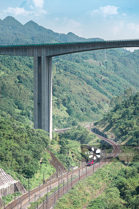 行驶在深山里的5610次普速客车图片素材