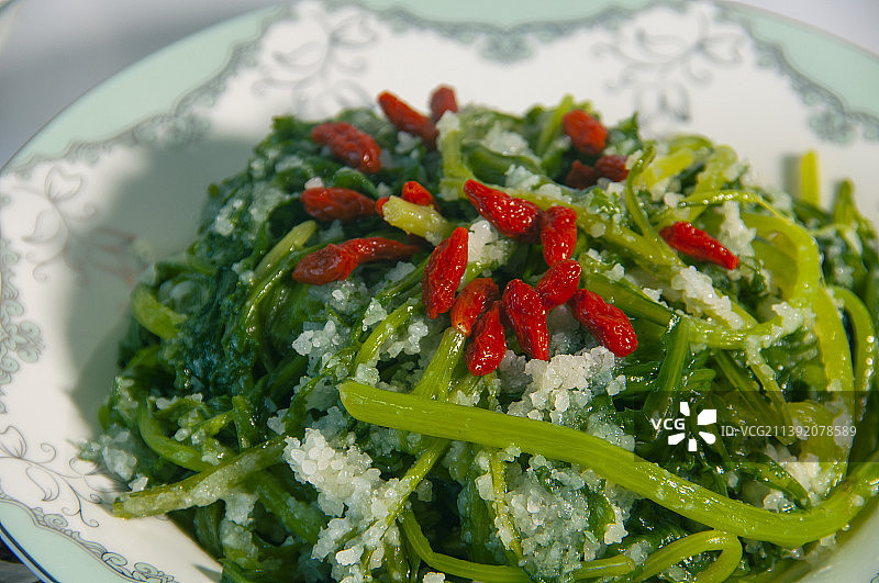 湖北菜粉蒸茼蒿图片素材