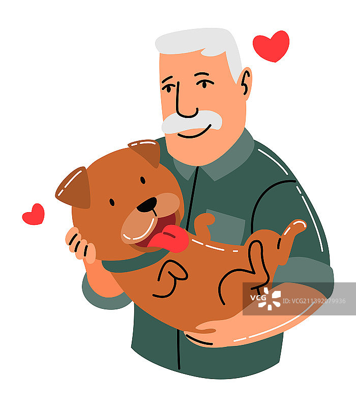 人物和宠物兔宠物主人角色（老年）图片素材
