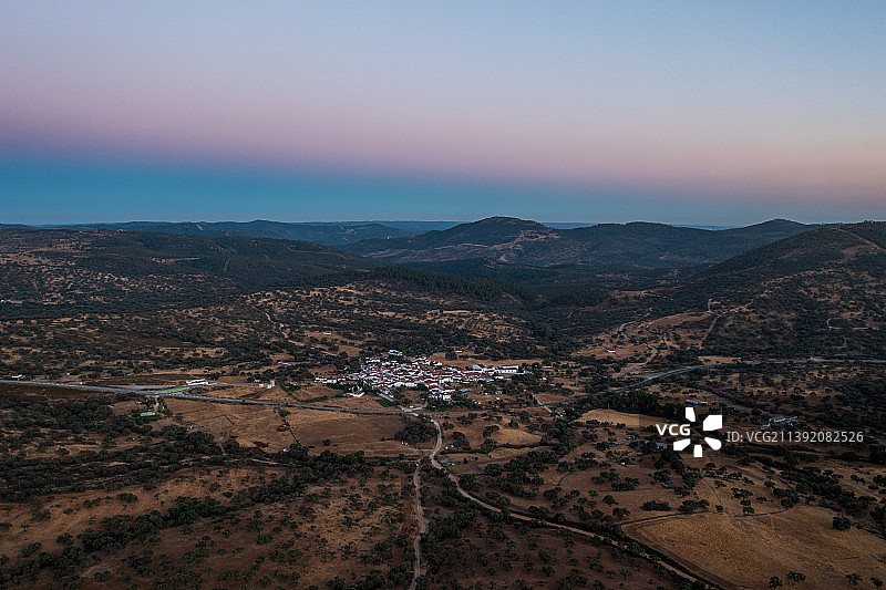 西班牙韦尔瓦日落时分高空景观图片素材