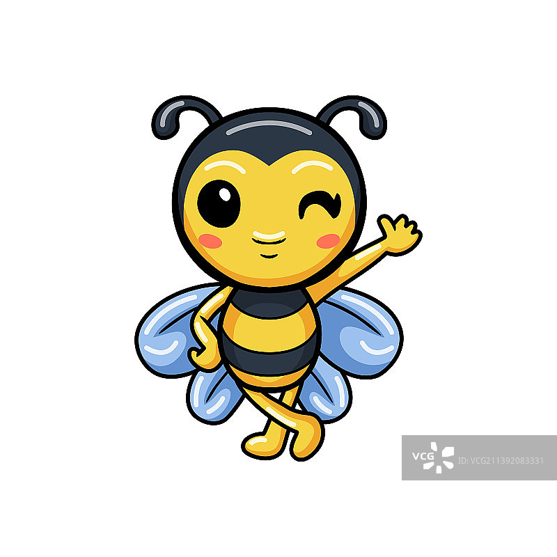 可爱小蜜蜂卡通挥手图片素材
