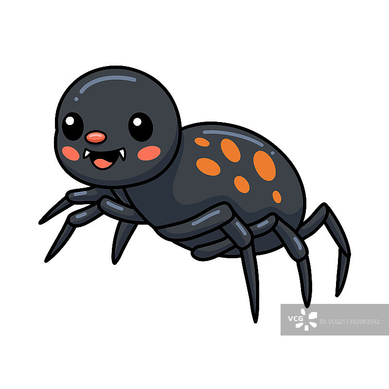 可爱的小黑蜘蛛卡通形象图片素材