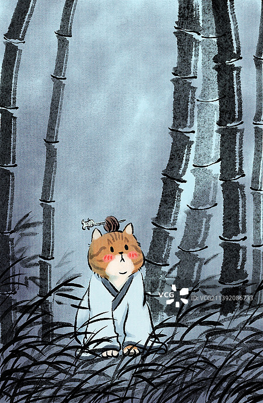 竹林猫道士图片素材