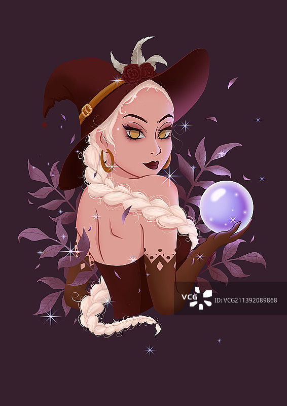 白发水晶球魔法师图片素材