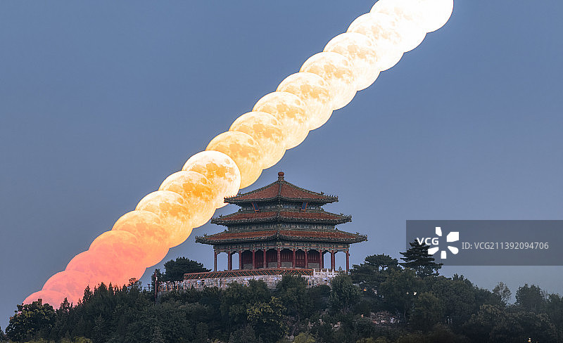 万春亭超级月亮串图片素材