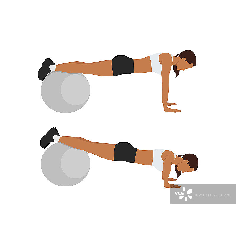 女人做瑞士球俯卧撑图片素材