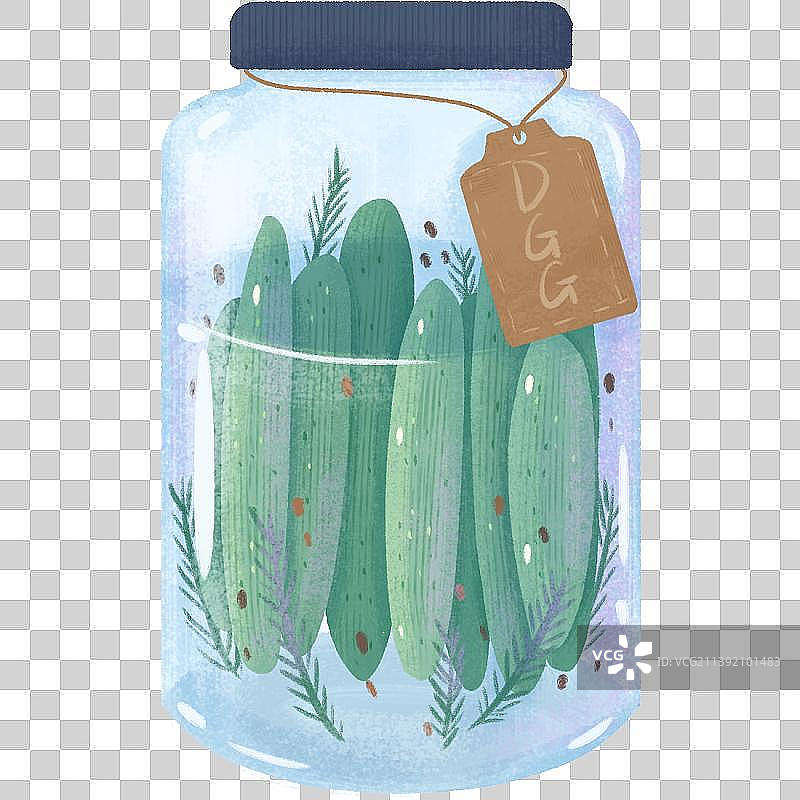 黄瓜酱瓜玻璃瓶插画图片素材