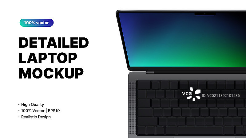 白色背景上的笔记本电脑俯视模型细节图片素材