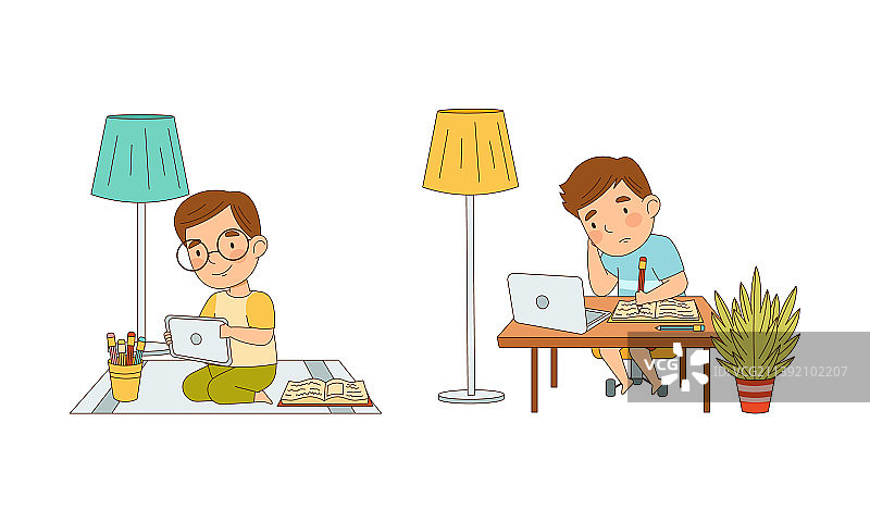 儿童在线教育和电子学习概念图片素材