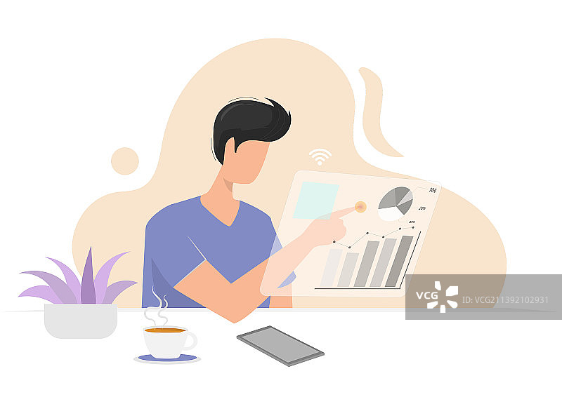 在家工作的年轻男人图片素材