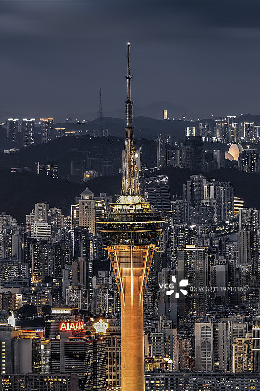 夜幕下的澳门塔图片素材