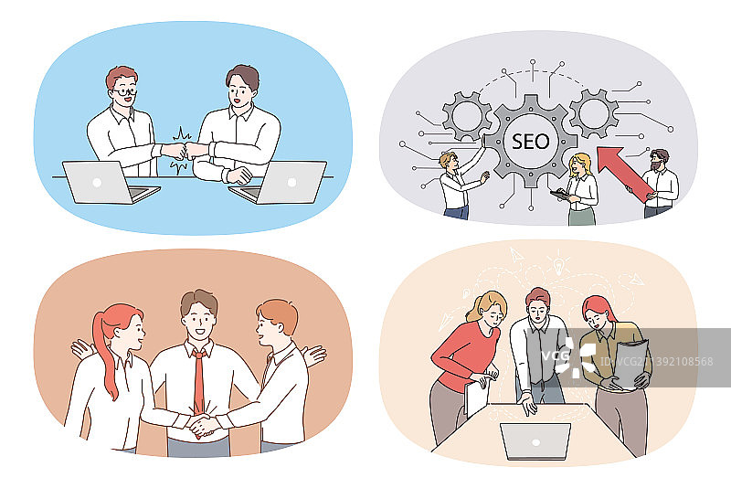 办公室会议中合作的员工合集图片素材