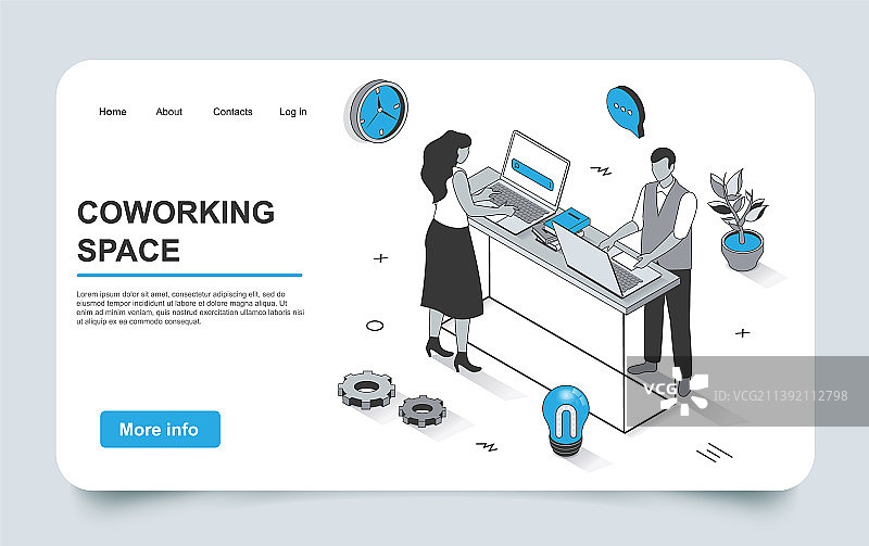 3D 2.5D共享办公空间概念图片素材