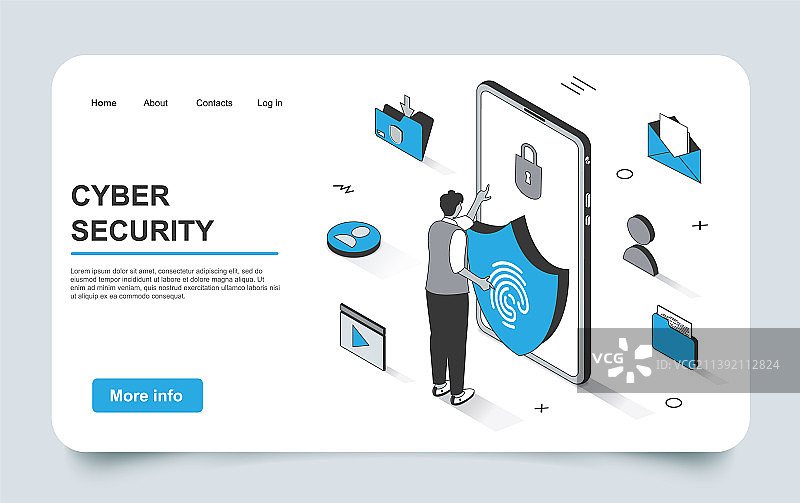3D 2.5D网络安全概念图片素材