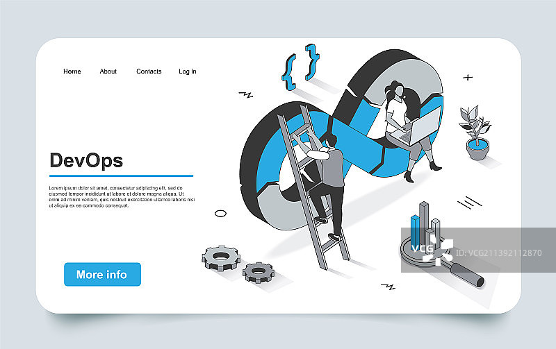 3D等距的DevOps概念图片素材