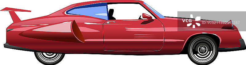 红色复古超级跑车构图图片素材