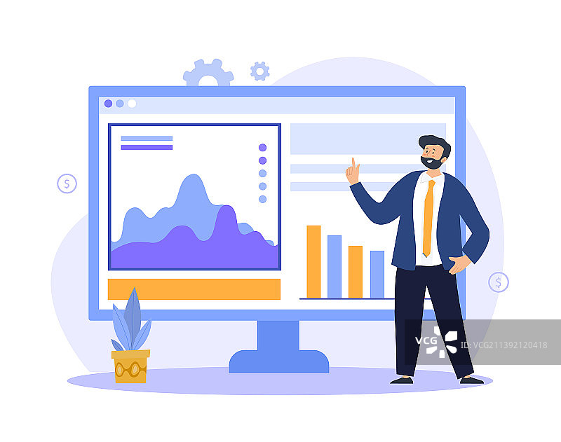 拥有统计数据的男人图片素材