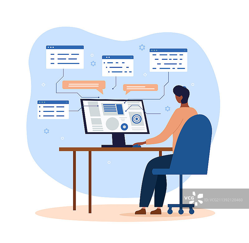 在电脑前的年轻程序员图片素材