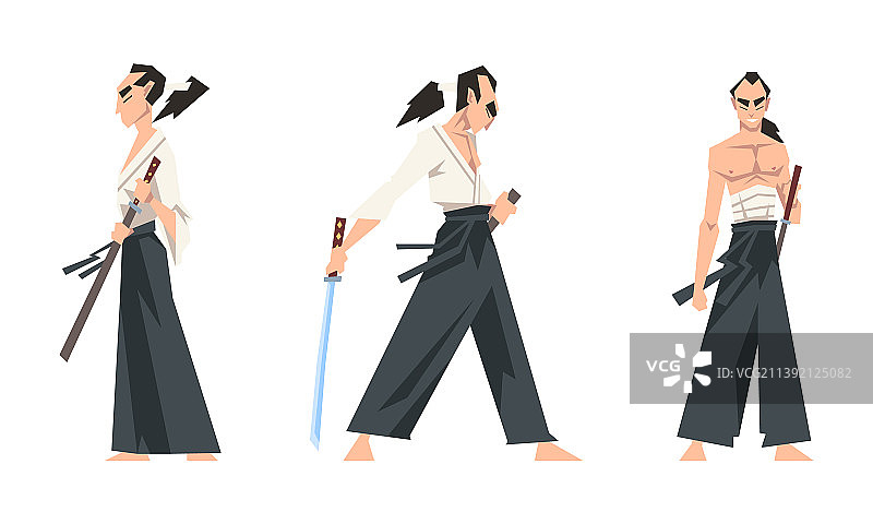 武士战士与好战的亚洲战士图片素材