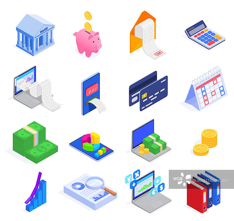 会计和审计图标集图片素材