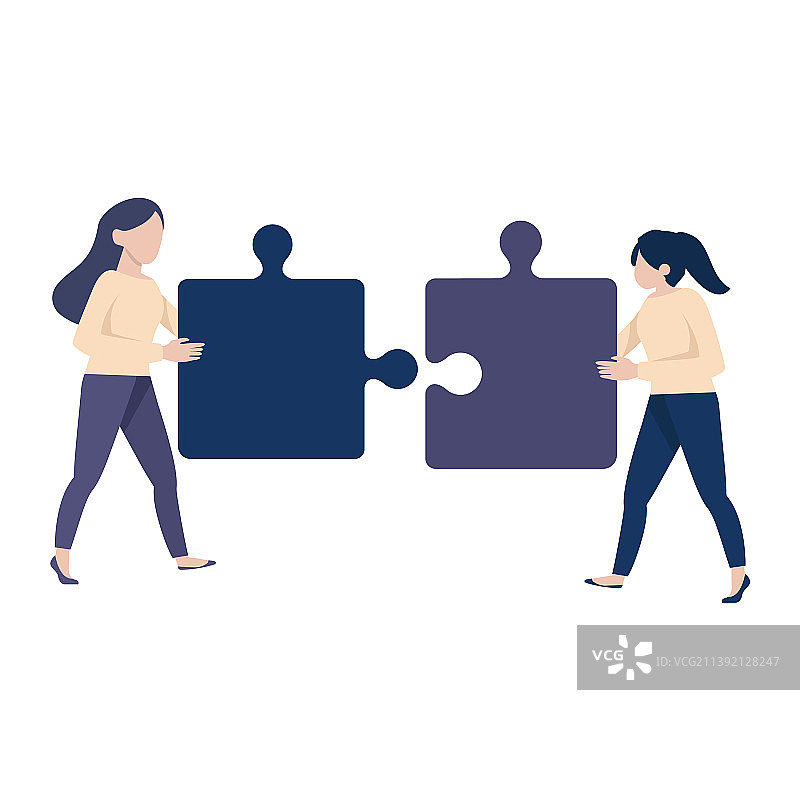 商务人士拿着大的拼图图片素材