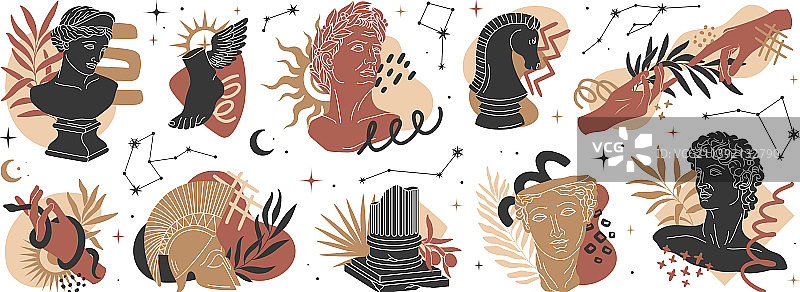 带有符号的古老框架图片素材