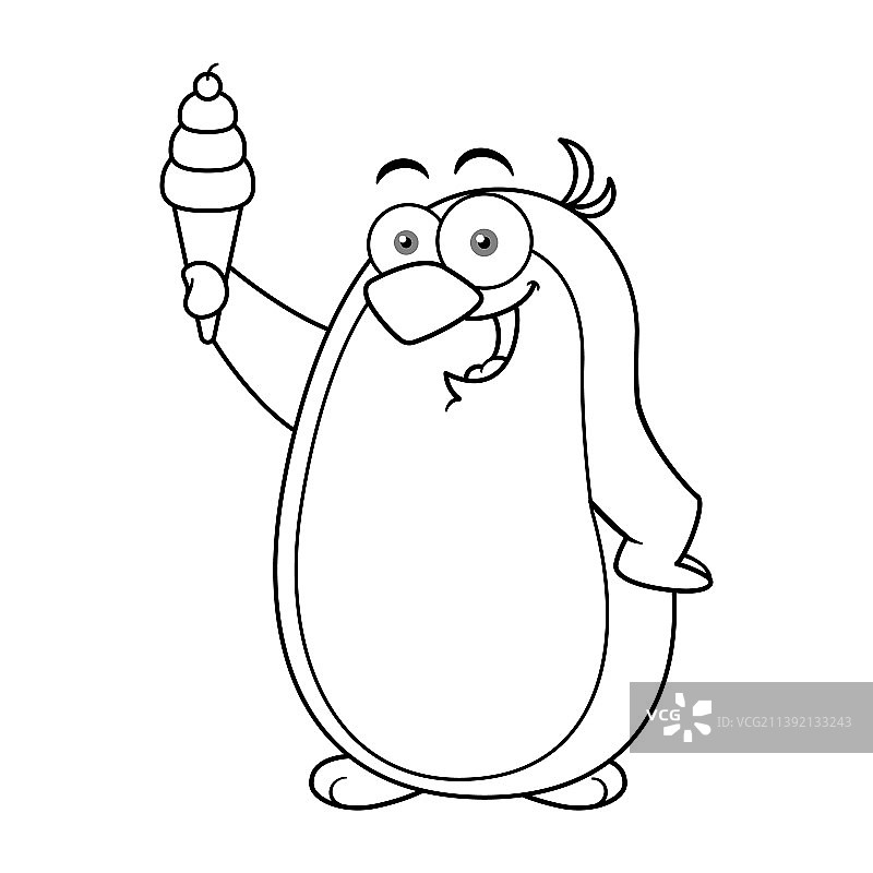 卡通企鹅吉祥物拿着冰块图片素材