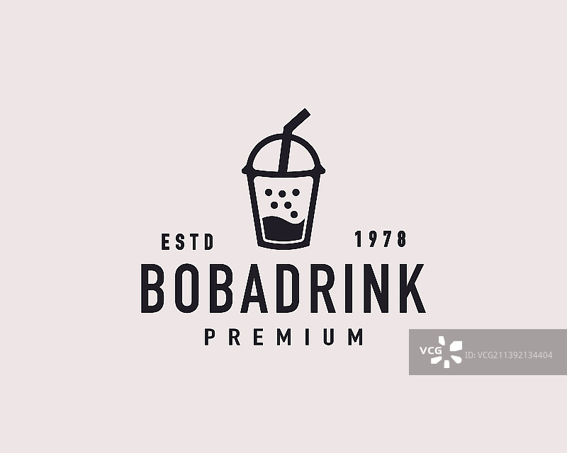 复古波霸奶茶潮牌标志图片素材