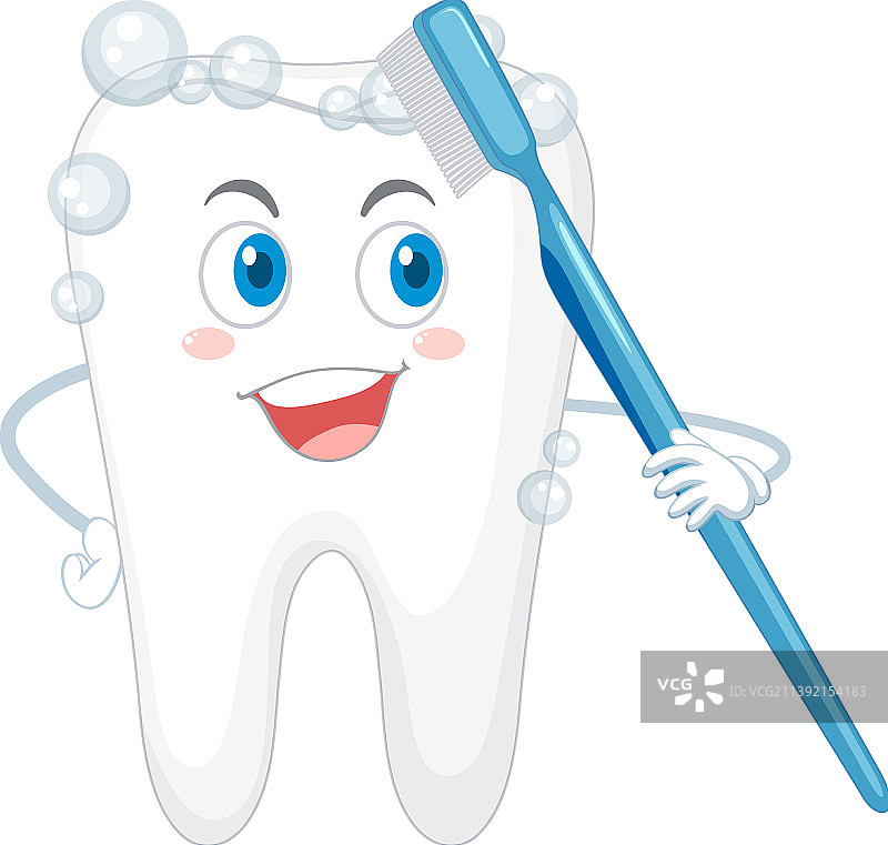 快乐的牙齿在白色背景上刷牙图片素材