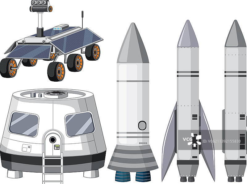 一组宇宙飞船和卫星物体图片素材