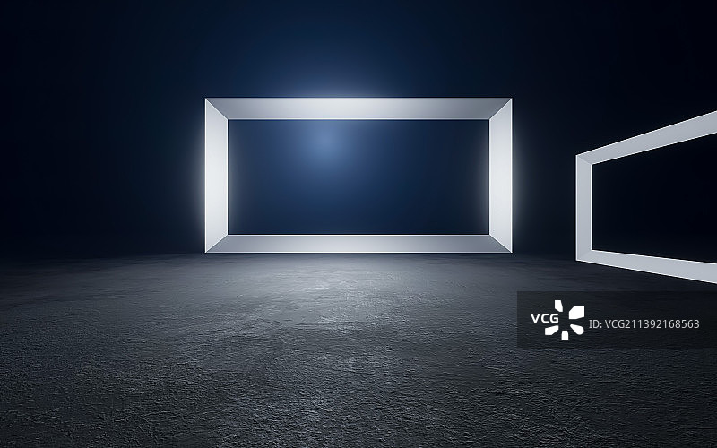 门框窗框画框抽象人造空间三维图形展览大厅图片素材