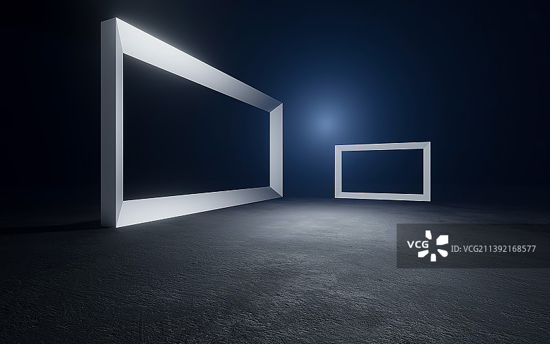 门框窗框画框抽象人造空间三维图形展览大厅图片素材