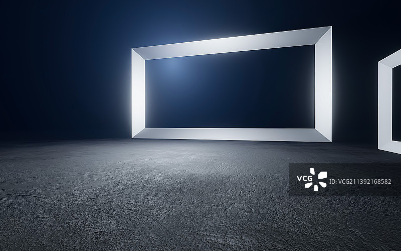 门框窗框画框抽象人造空间三维图形展览大厅图片素材