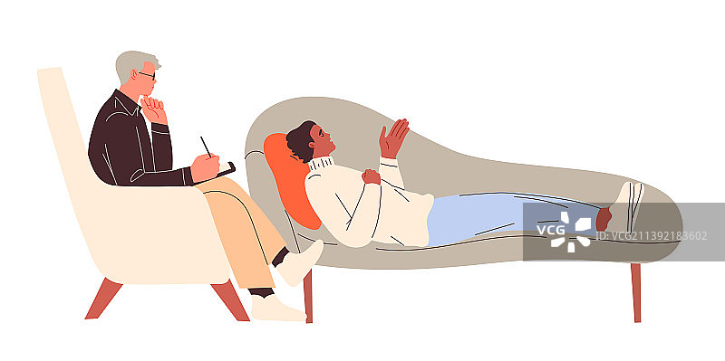 心理分析：客户躺在沙发上图片素材