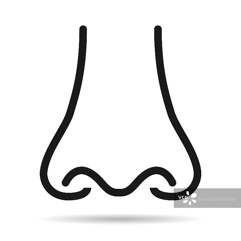 人体解剖扁平鼻子图标，嗅觉健康器官图片素材