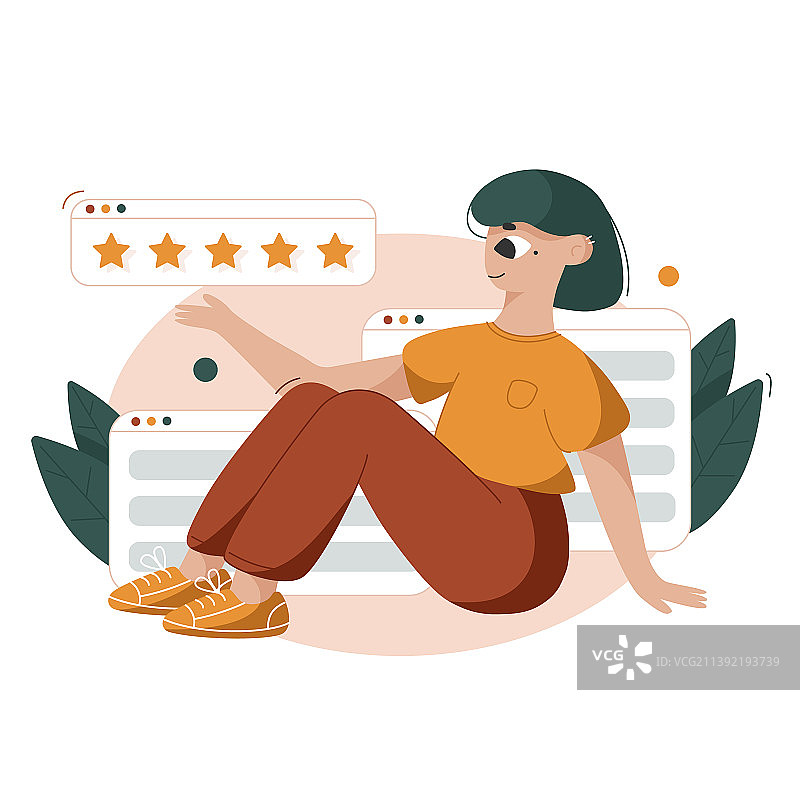 扁平卡通反馈评级图片素材