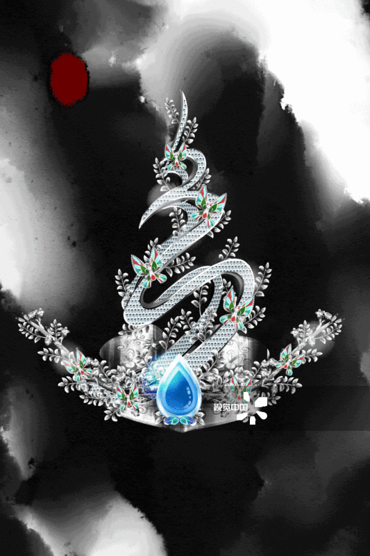 古风银饰发冠插画-GIF动图图片素材