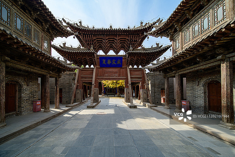 甘肃省张掖市4A级景区大佛寺，供奉释迦牟尼涅槃像，又名“卧佛寺”图片素材